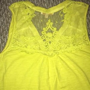 Abiga lace detail knit tank in yellow